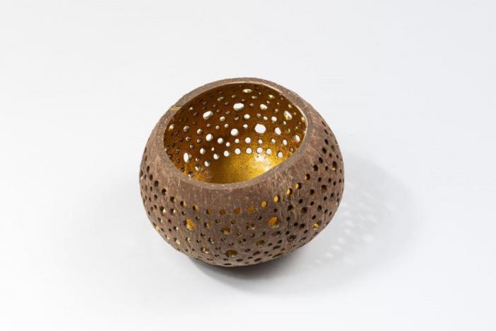 Coconut tea light holder - gold